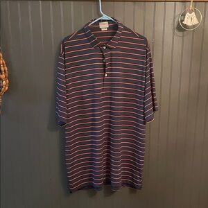 Navy and Orange Striped Polo Shirt